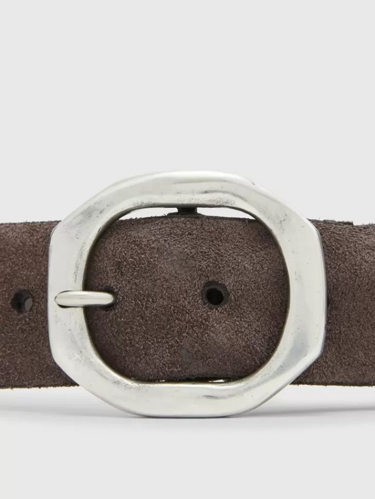 Belts | Leather Belts>John Varvatos NOVA SUEDE BELT LEAD