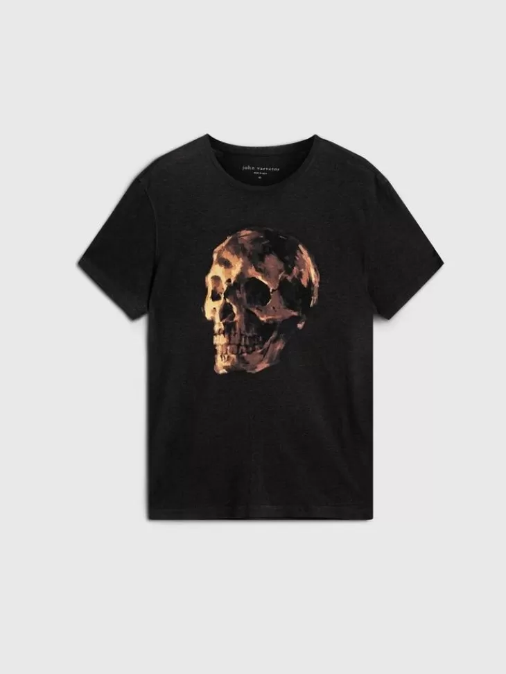 Graphic Tees>John Varvatos OIL SKULL TEE BLACK