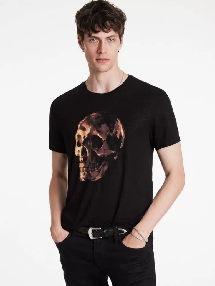 Graphic Tees>John Varvatos OIL SKULL TEE BLACK