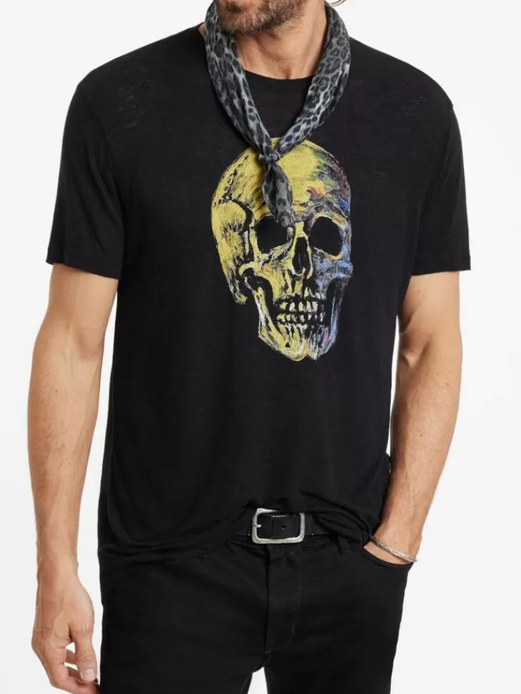 Tops>John Varvatos PAINTED SKULL TEE BLACK