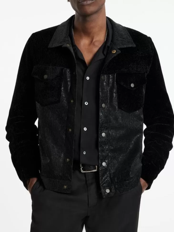 Leather & Outerwear | Tops>John Varvatos PASSAIC TRUCKER JACKET BLACK