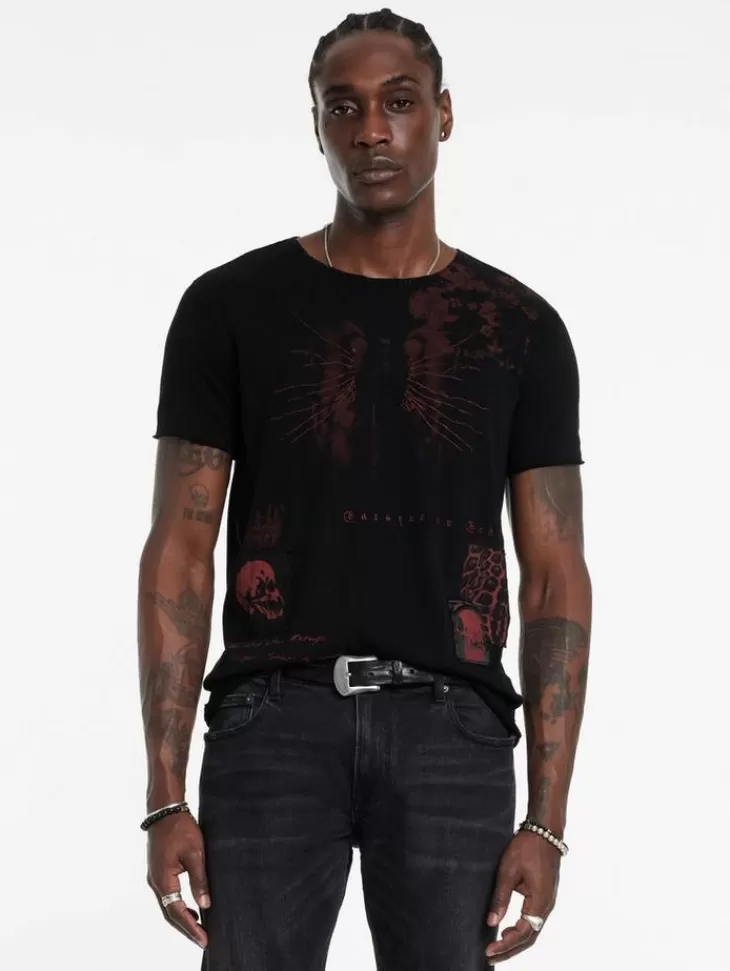 Graphic Tees>John Varvatos PATCH TEE BLACK