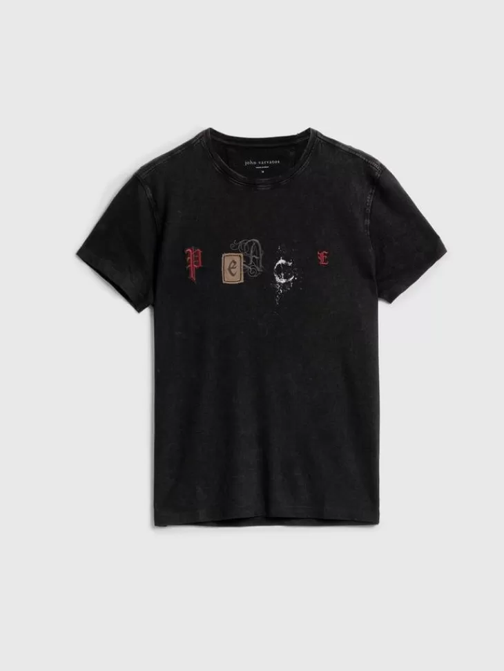 Graphic Tees>John Varvatos PEACE EMBELLISHED TEE BLACK