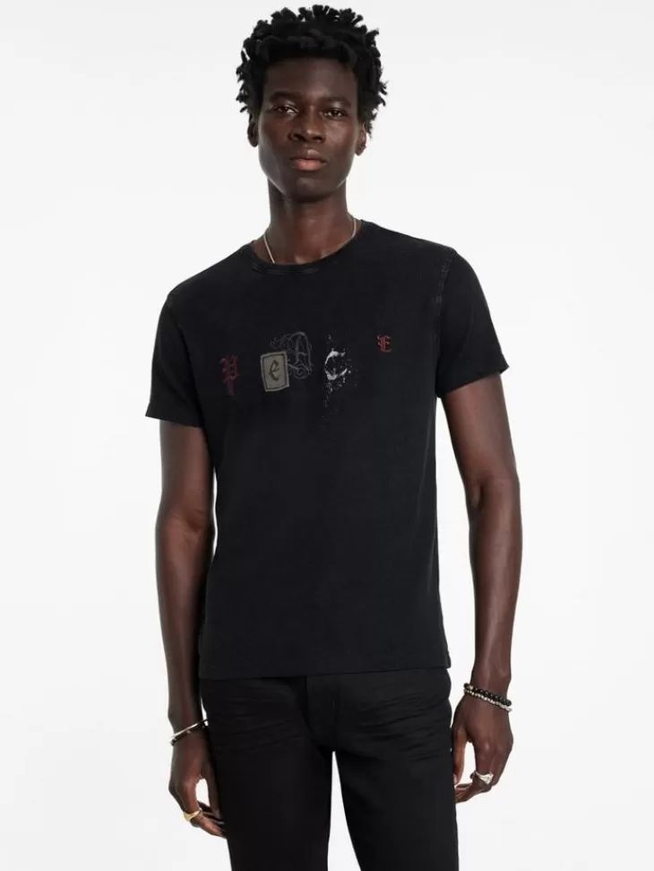 Graphic Tees>John Varvatos PEACE EMBELLISHED TEE BLACK