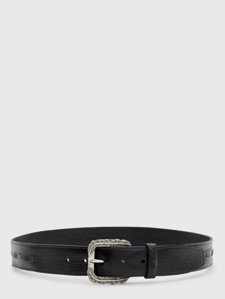 Belts | Leather Belts>John Varvatos PERRY FEATHERED BELT LEAD