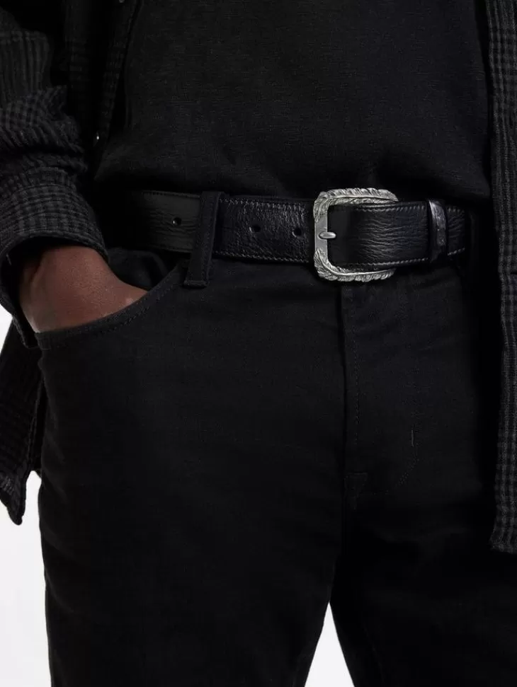 Belts | Leather Belts>John Varvatos PERRY FEATHERED BELT LEAD