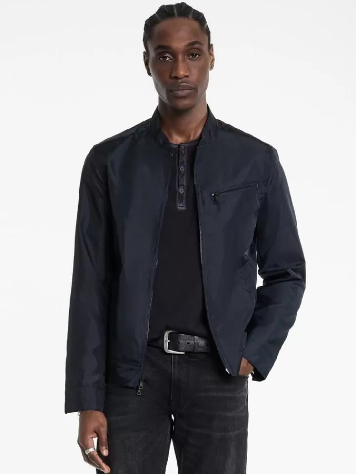 Leather & Outerwear | Tops>John Varvatos RACER JACKET NAVY