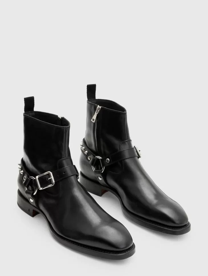 Boots | Leather Boots>John Varvatos REGENT HARNESS BOOT BLACK