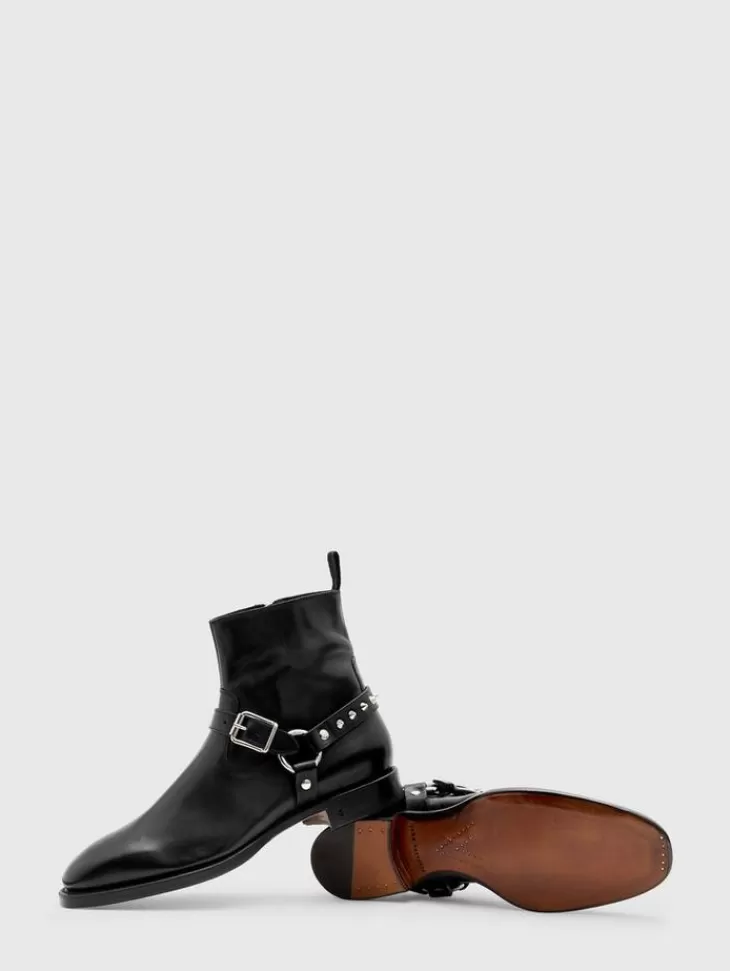 Boots | Leather Boots>John Varvatos REGENT HARNESS BOOT BLACK