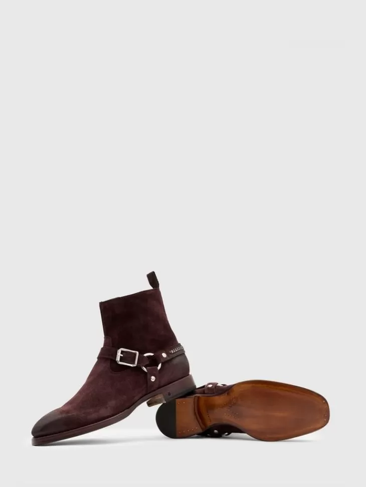 Boots | Leather Boots>John Varvatos REGENT HARNESS BOOT OXBLOOD