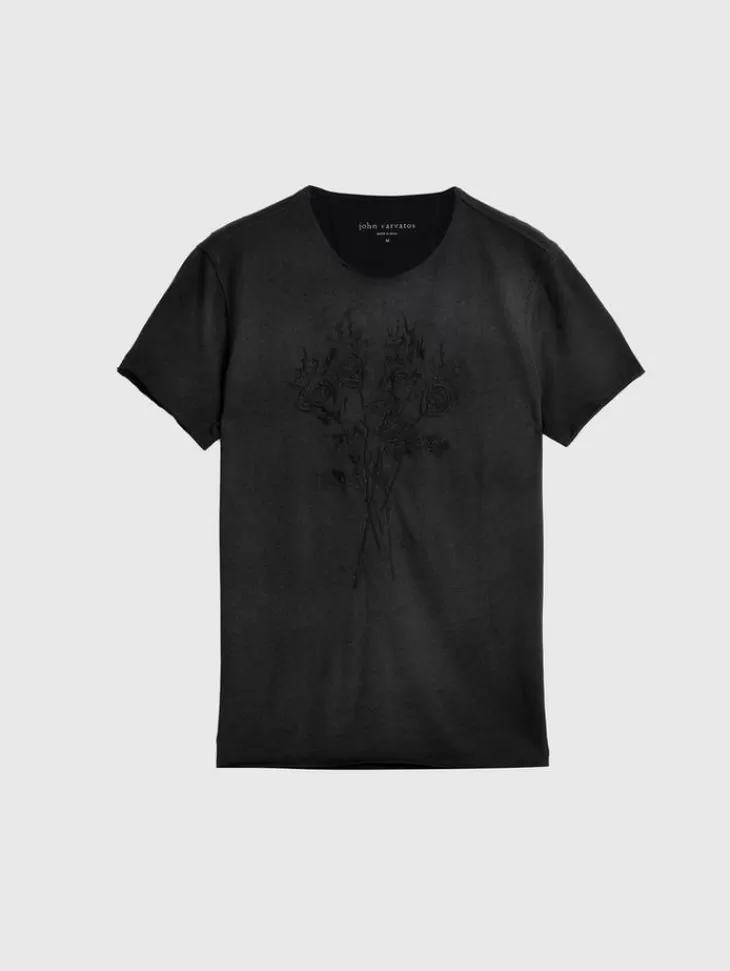 Graphic Tees>John Varvatos ROSES TEE BLACK