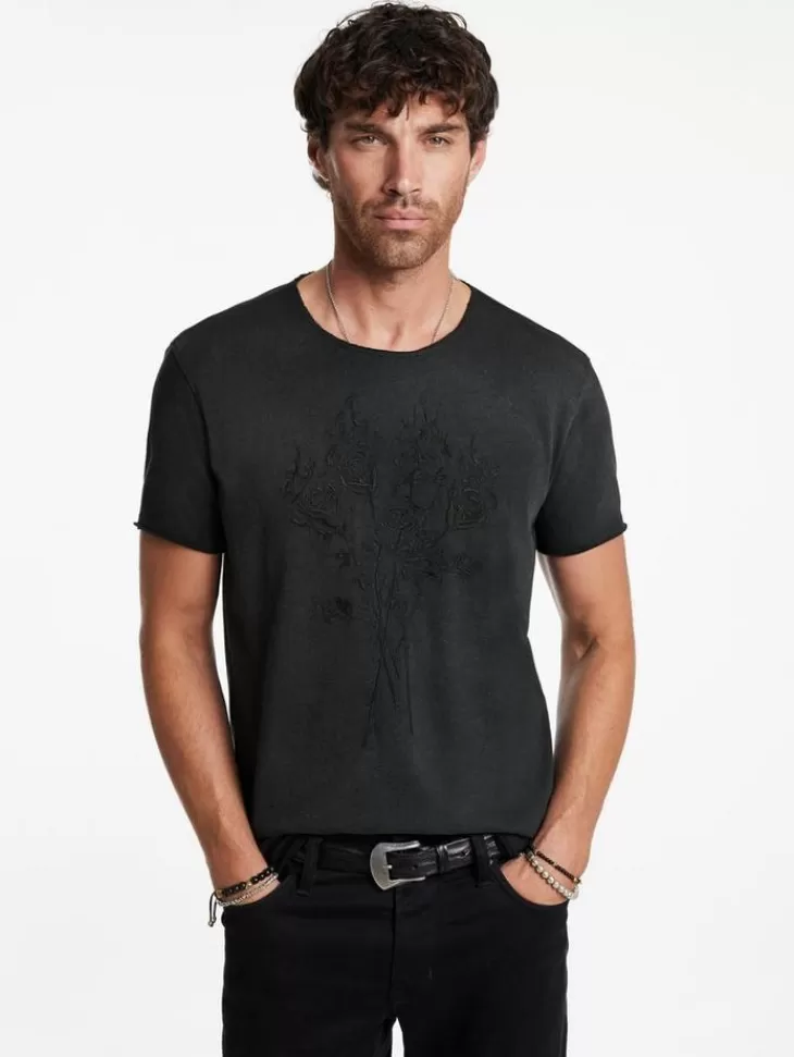 Graphic Tees>John Varvatos ROSES TEE BLACK