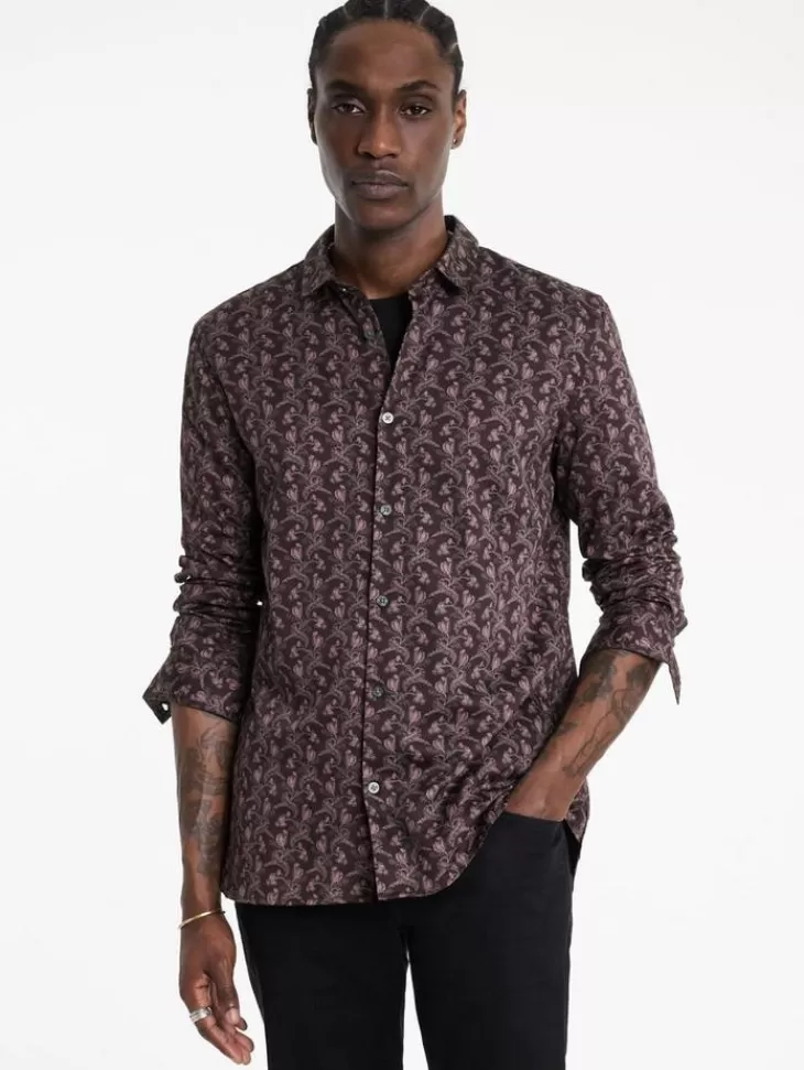 Tops>John Varvatos ROSS SHIRT BURGUNDY