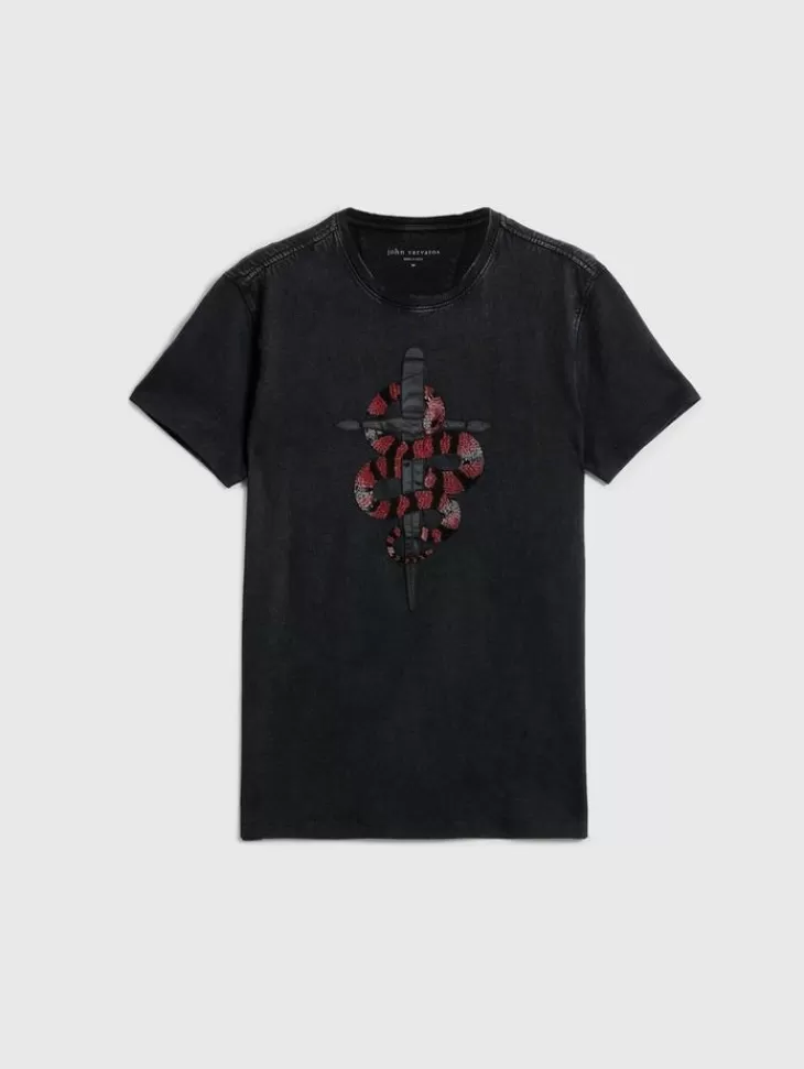 Graphic Tees>John Varvatos SNAKE AND DAGGER TEE BLACK