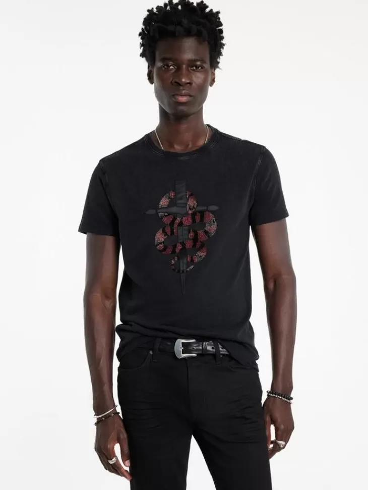 Graphic Tees>John Varvatos SNAKE AND DAGGER TEE BLACK