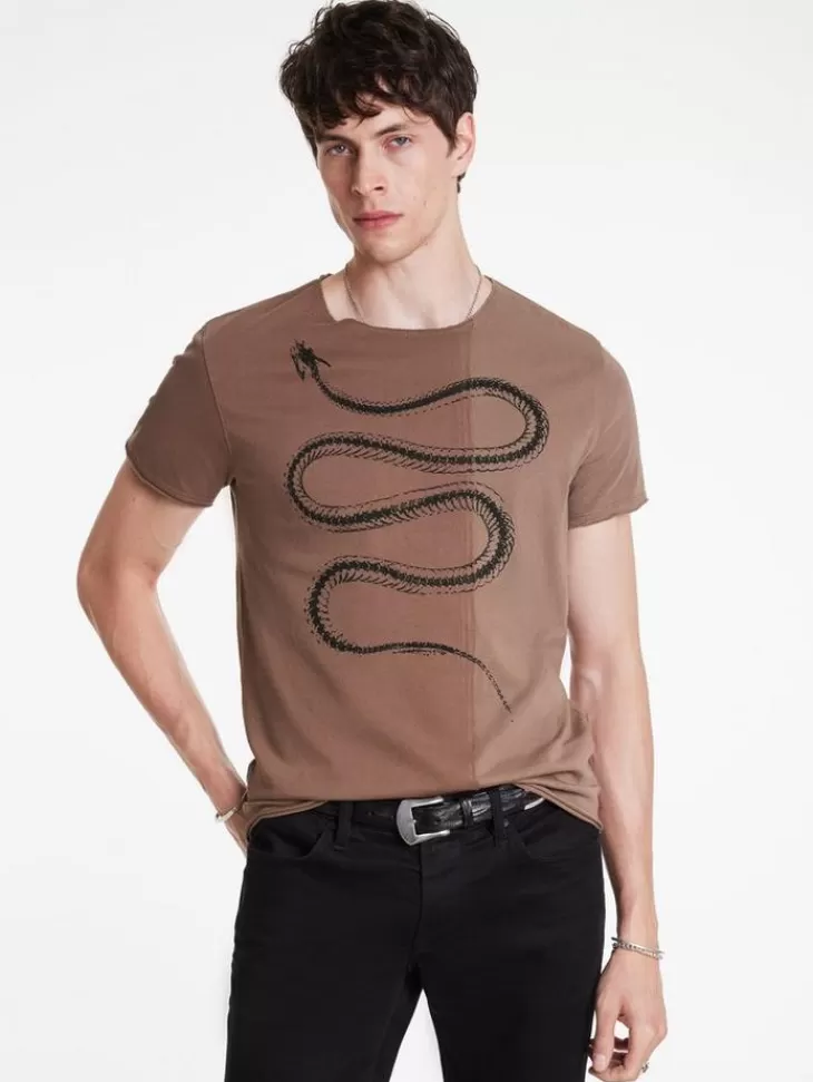 Graphic Tees>John Varvatos SNAKE BONES TEE MAUVEWOOD