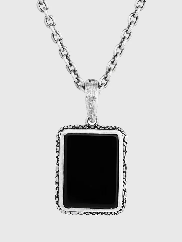 Jewelry>John Varvatos SNAKESKIN PENDANT NECKLACE BLACK