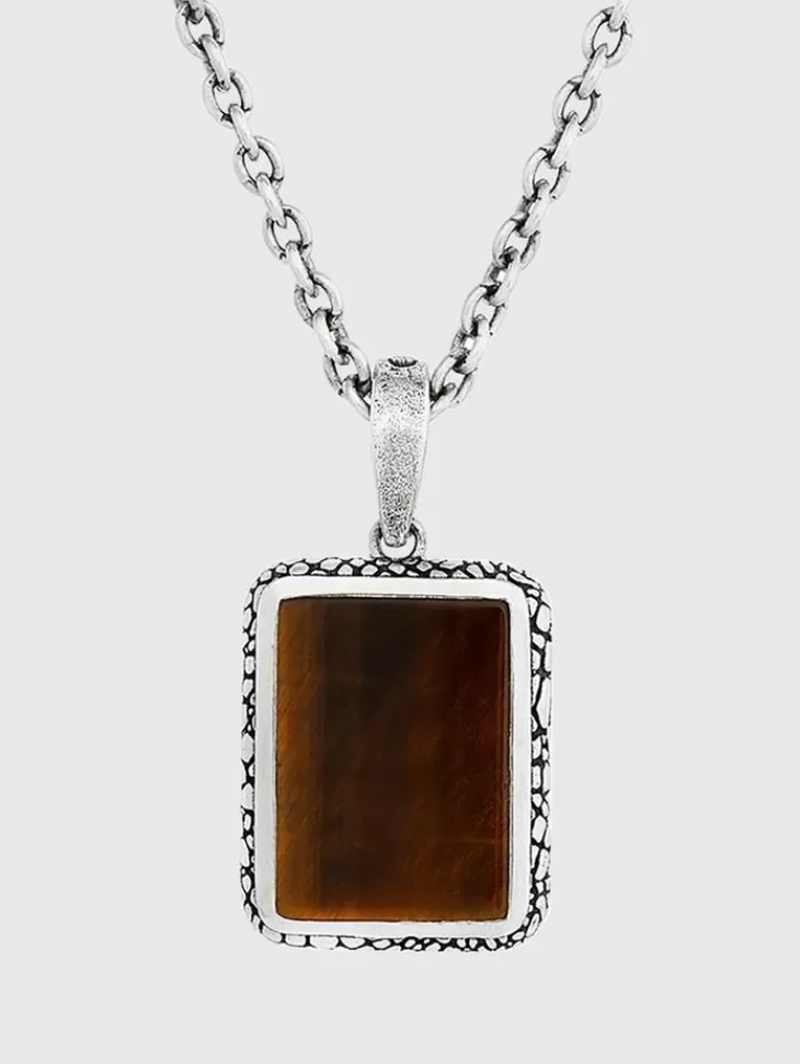 Jewelry>John Varvatos SNAKESKIN PENDANT NECKLACE BLACK