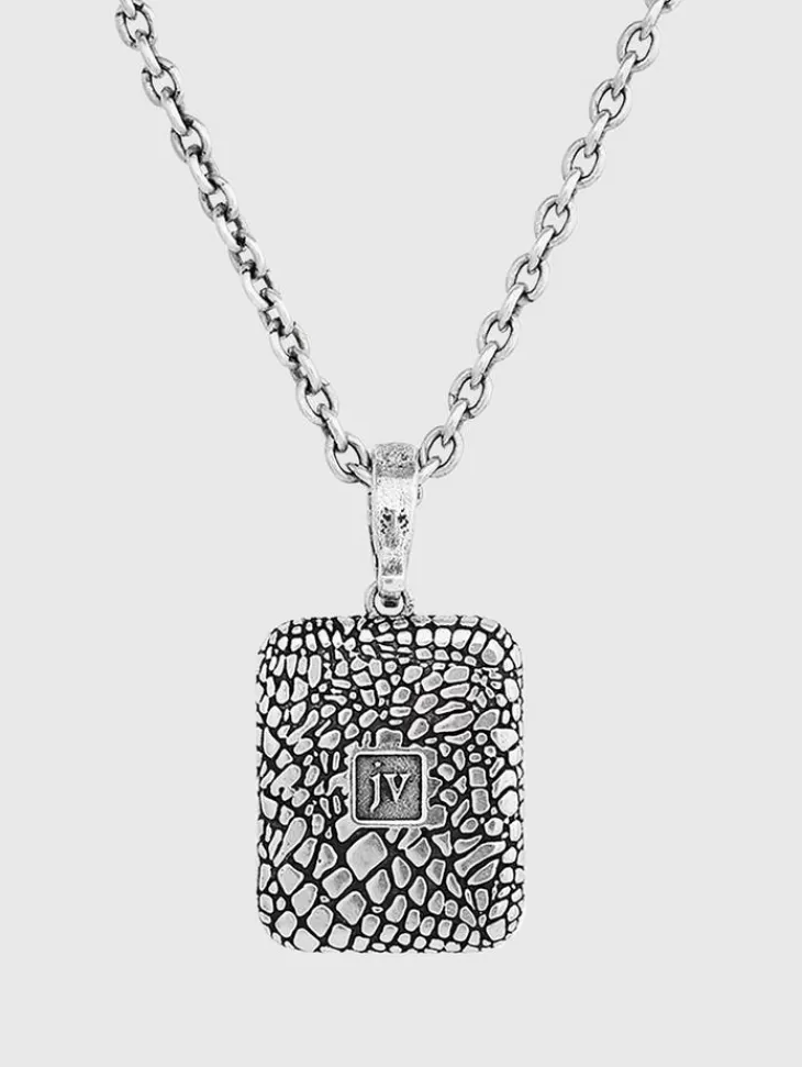 Jewelry>John Varvatos SNAKESKIN PENDANT NECKLACE BLACK