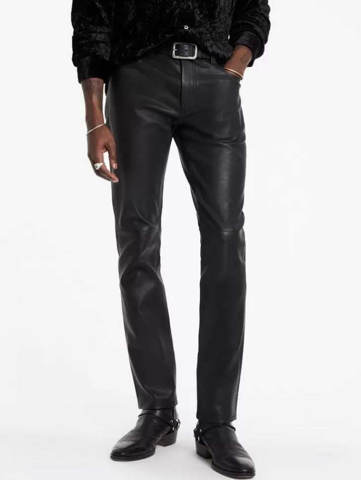 Pants>John Varvatos THE ROCKER LEATHER PANTS BLACK