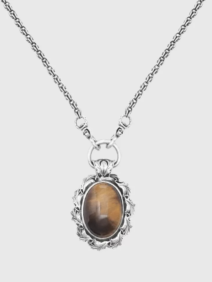 Jewelry>John Varvatos TIGERS EYE PENDANT NECKLACE NOCOLOR