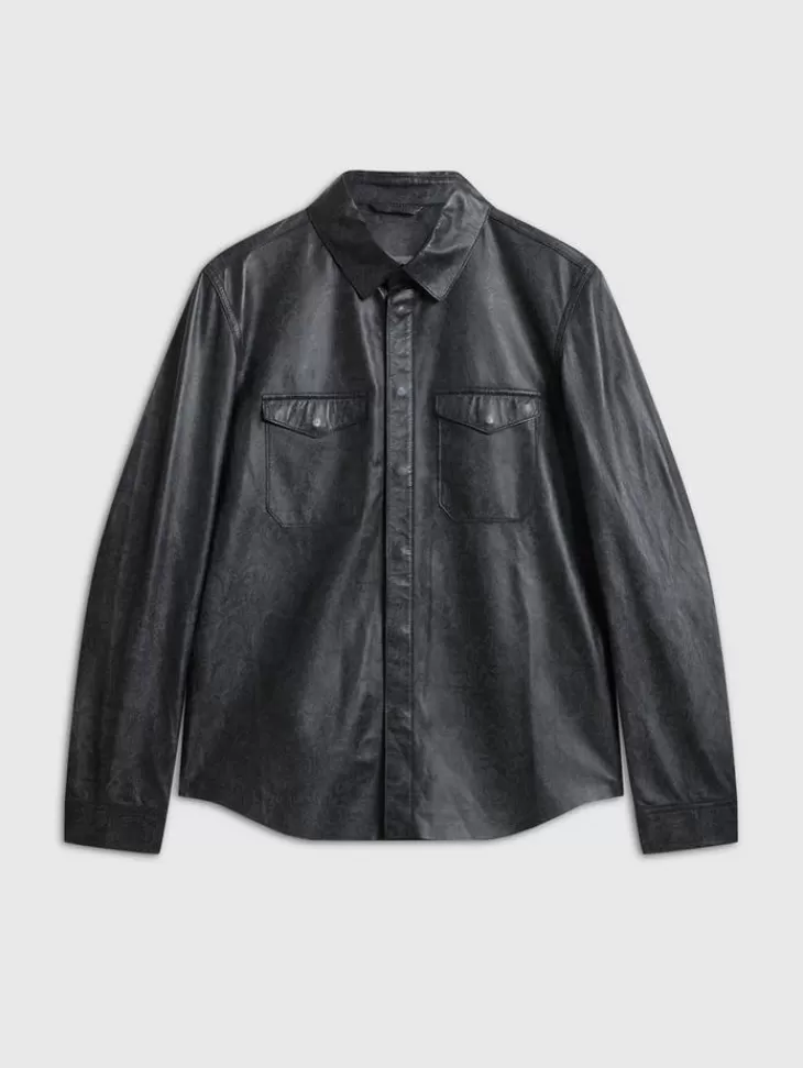 Coats And Jackets | Leather Jackets>John Varvatos TRAVIS SHIRT JACKET BLACK