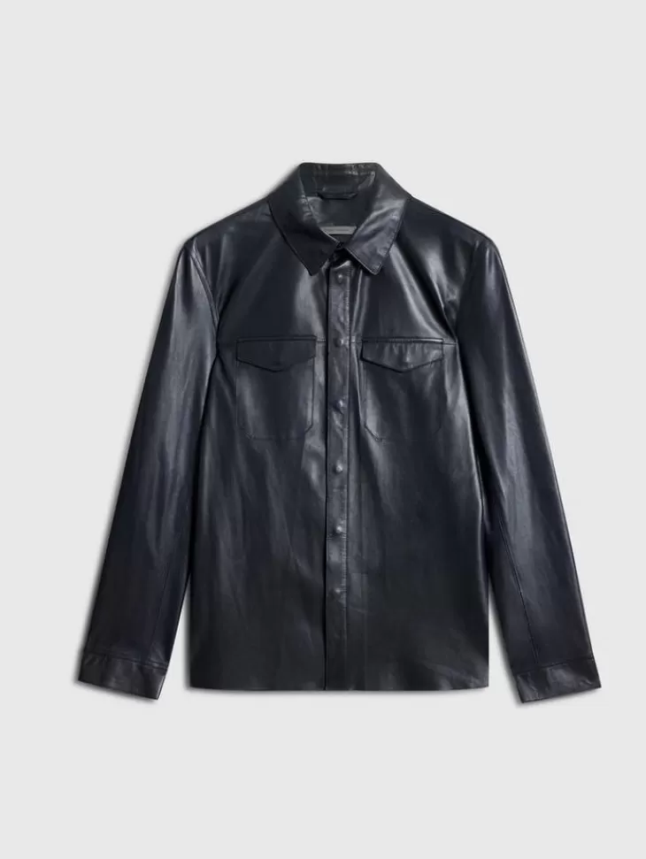 Coats And Jackets | Leather Jackets>John Varvatos TRAVIS SHIRT JACKET DARKBLUE