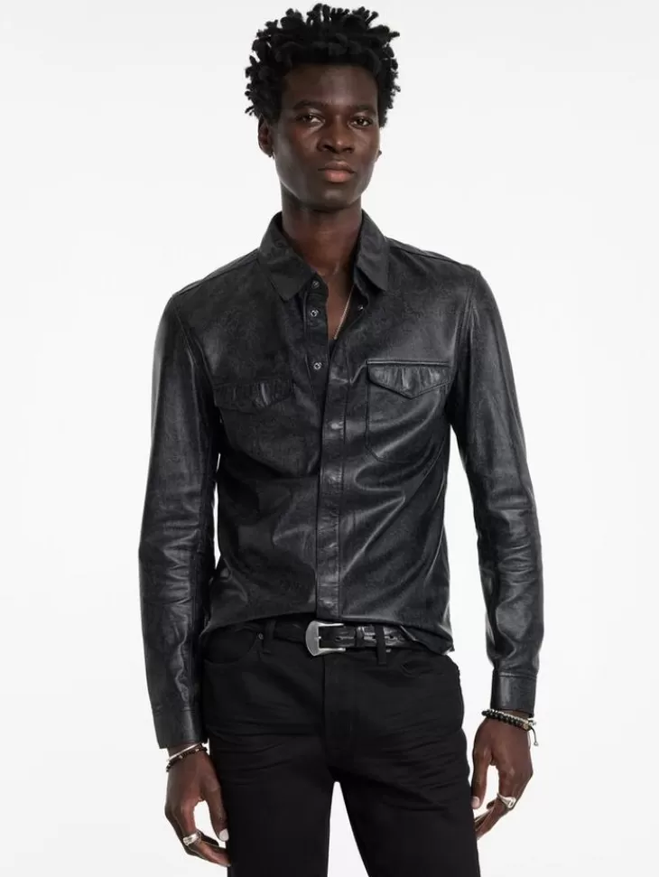 Coats And Jackets | Leather Jackets>John Varvatos TRAVIS SHIRT JACKET BLACK