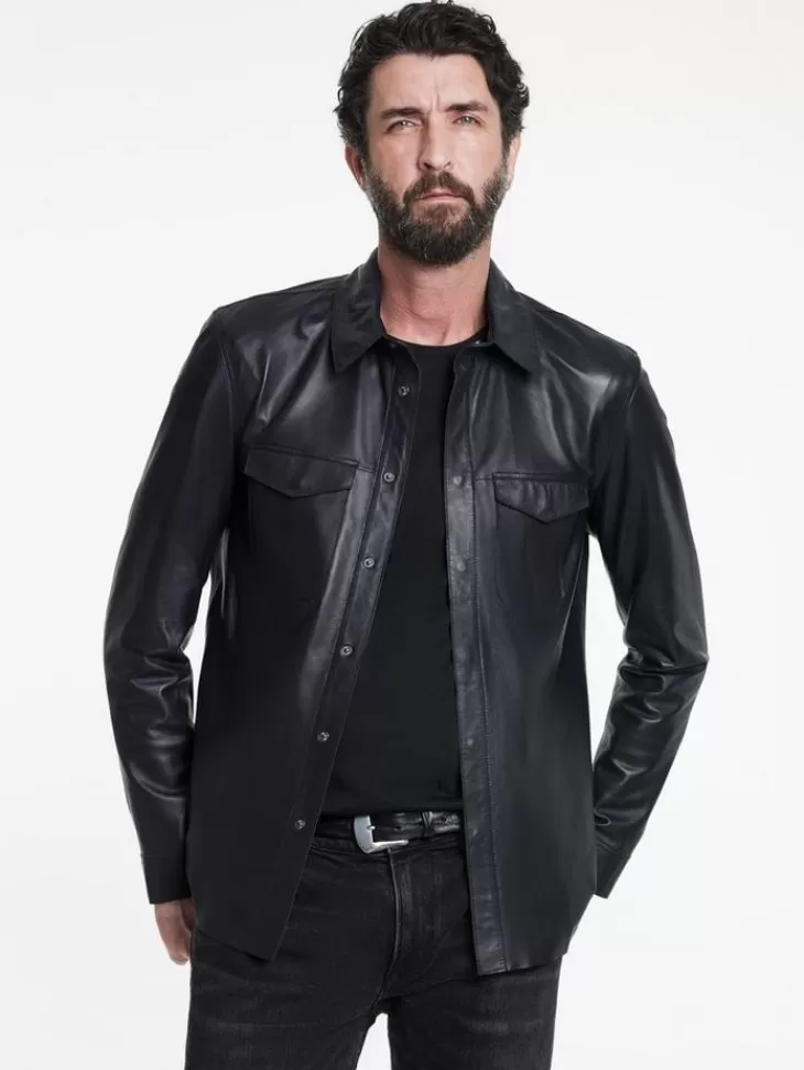 Coats And Jackets | Leather Jackets>John Varvatos TRAVIS SHIRT JACKET DARKBLUE