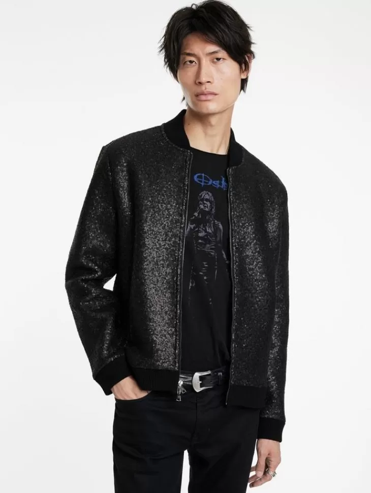 Coats And Jackets>John Varvatos VENETICO BASEBALL JACKET BLACK