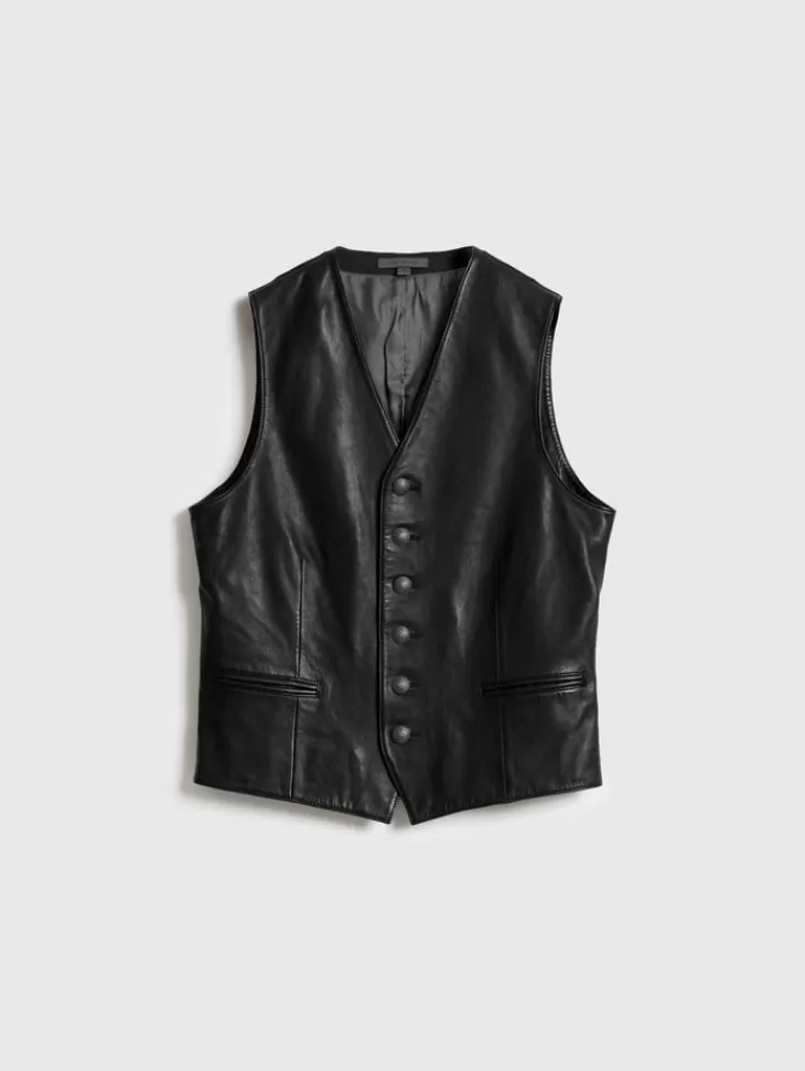 Coats And Jackets | Leather Jackets>John Varvatos VINNIE VEST BLACK