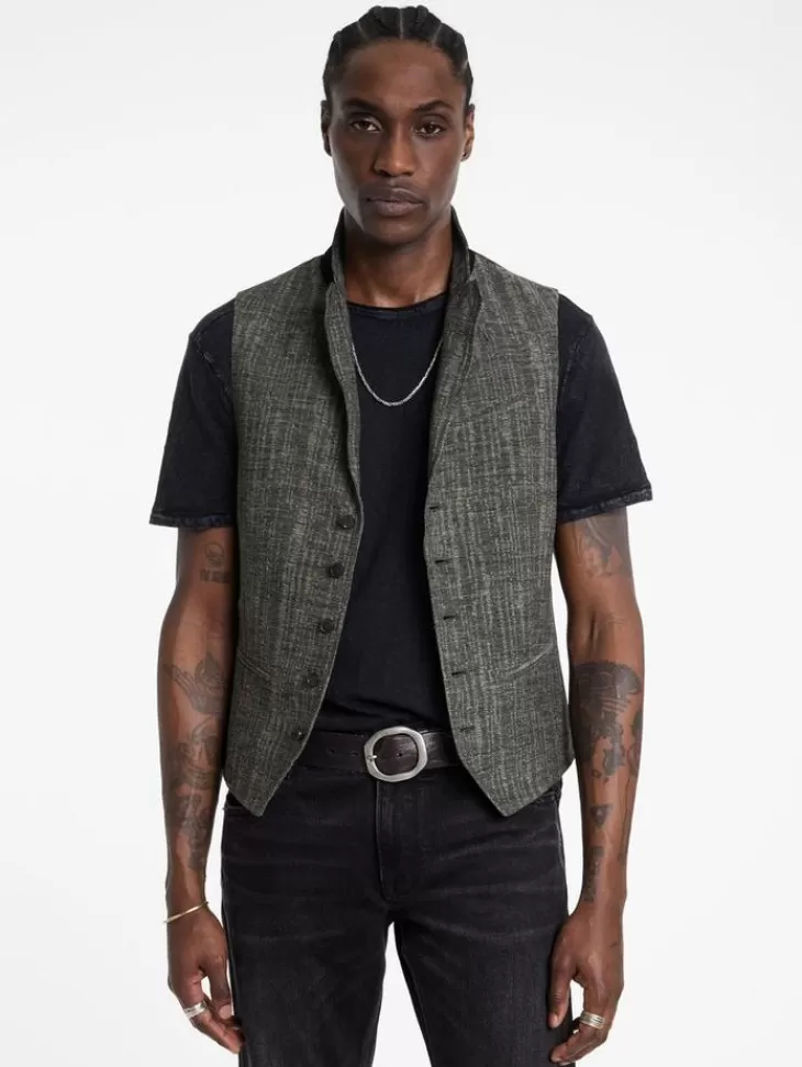 Leather & Outerwear | Tops>John Varvatos VISTA VEST DRILLOLIVE