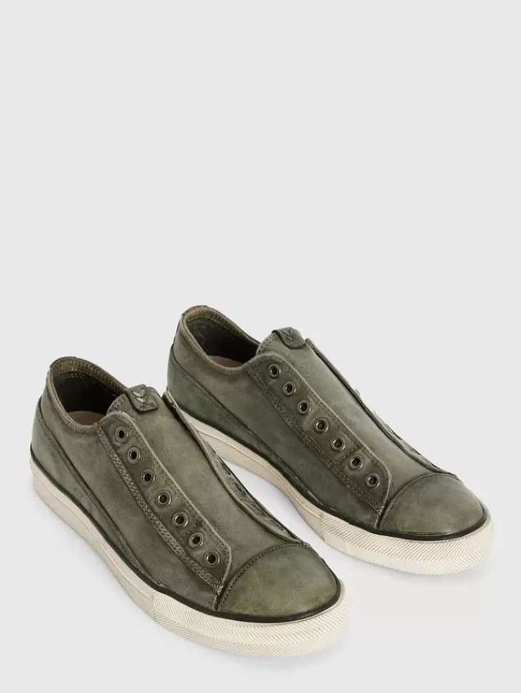 Sneakers>John Varvatos VULC LACELESS LOW TOP - CANVAS GREY/BLKPRN