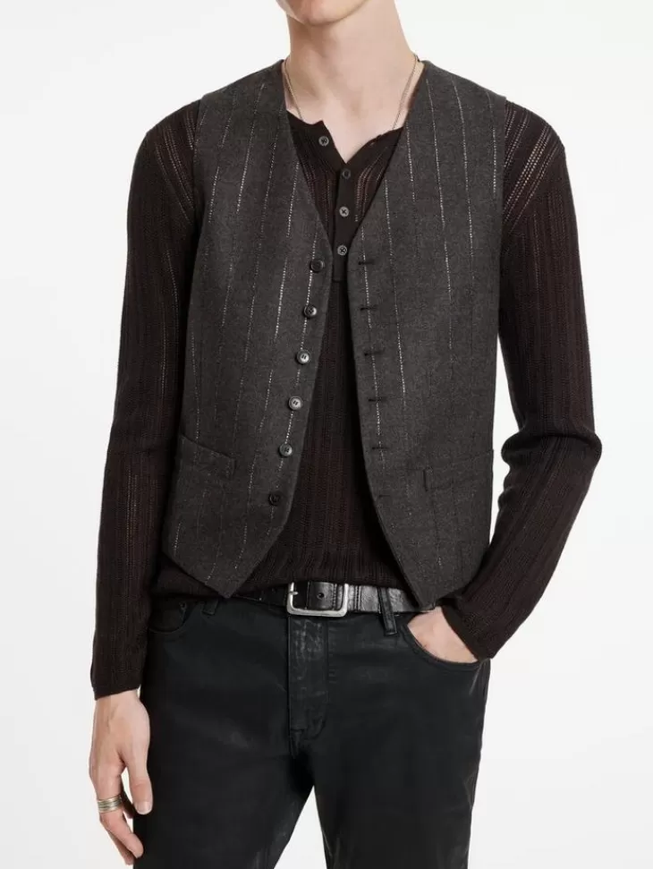 Leather & Outerwear | Tops>John Varvatos WOOSTER VEST CHOCOLATE