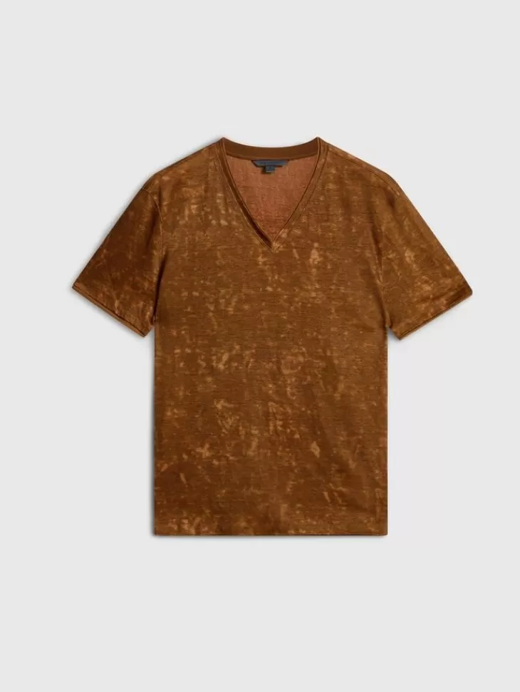 T-Shirts>John Varvatos WOOSTER V-NECK FLAXHEATHER