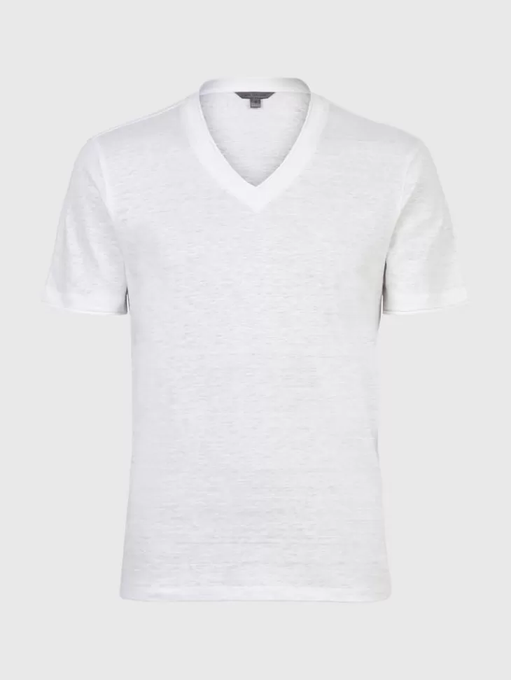 T-Shirts>John Varvatos WOOSTER V-NECK WHITE