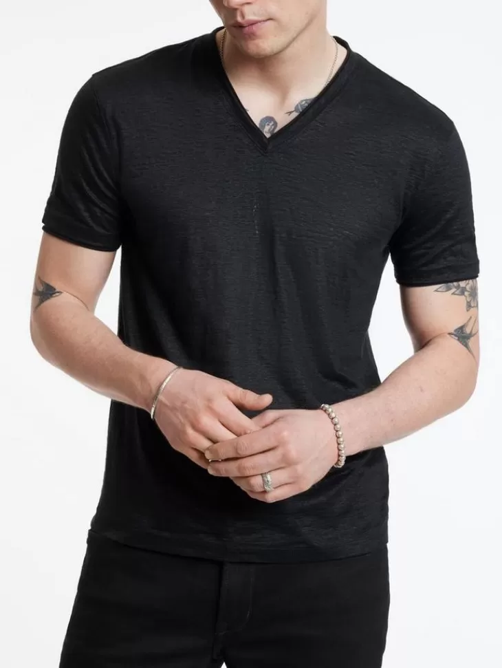 T-Shirts>John Varvatos WOOSTER V-NECK BLACK